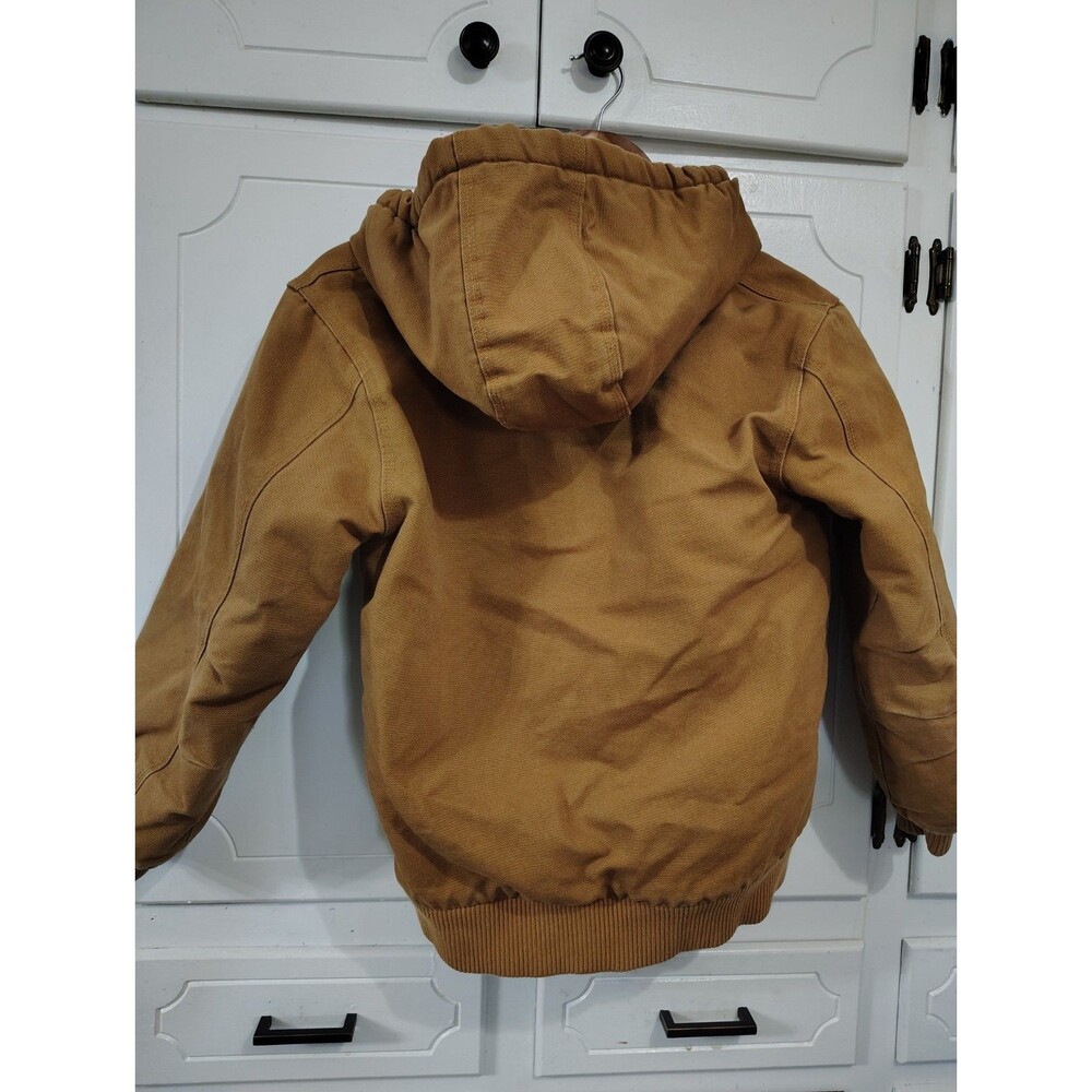 Carhartt Youth Medium 10-12 Brown Heavy Canvas Hooded Lined Coat Jacket - Picture 9 of 9